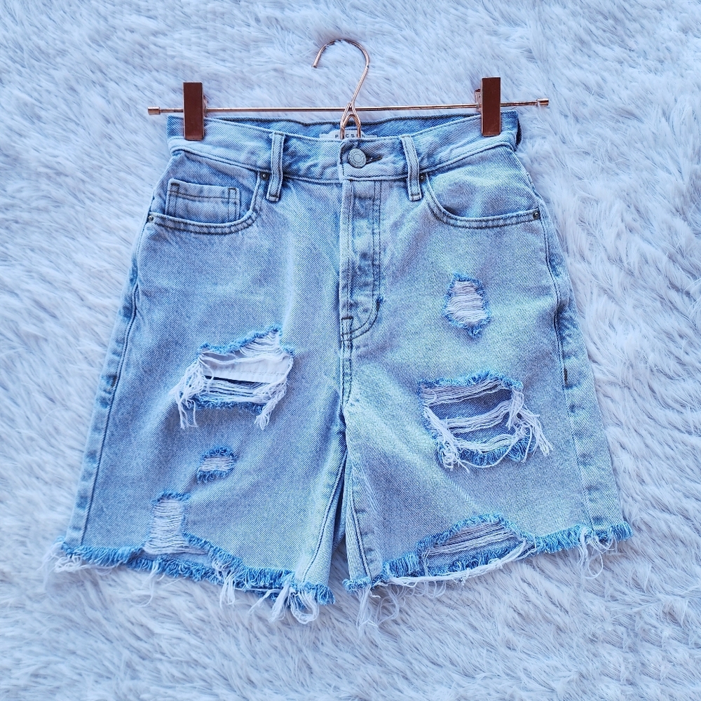 Pacsun Distressed High Rise Denim Boy Shorts